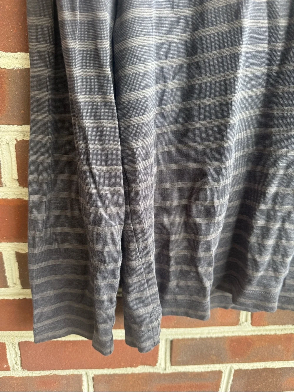 Banana Republic Men's Long-Sleeve Striped Henley - Charcoal and Light Gray